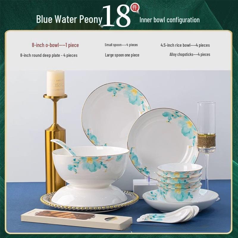 Jingdezhen Peony Bone China Dinnerware Set
