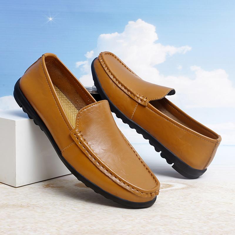 Fashion Summer Luxury Brand Flats  Men Casual Shoes Soft Leather Mens Loafers Moccasins Italian Designer Breathable Slip on Boat Shoes