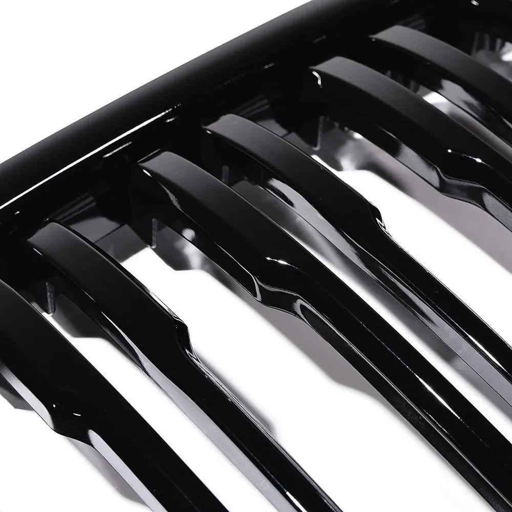 2Pcs Car Grille Double Line Front Bumper Kidney Grille Compatible For E84 X1 18i 20i 25i 28i 2009-2015 Auto Accessories