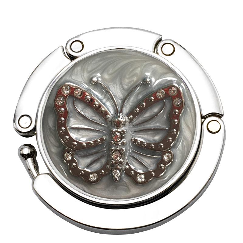 Складной крючок для сумки с металлическим бабочкой и бусинами - Черно-белый крючок из цинкового сплава для края стола Diameter 45cm серый 777₽