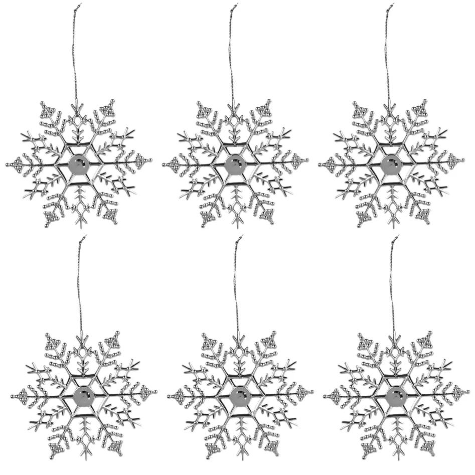 Christmas Tree Snowflake Pendant Electroplating Snowflakes Hanging Decoration Festival Party Add Atmosphere Decorative Pendants