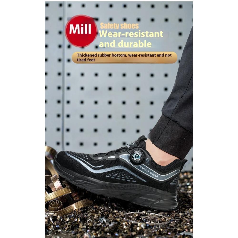 Obuwie robocze z obrotowym przyciskiem Męskie trampki Anti Smashing Anti Piercing Buty ochronne Ochronne stalowe buty z noskami