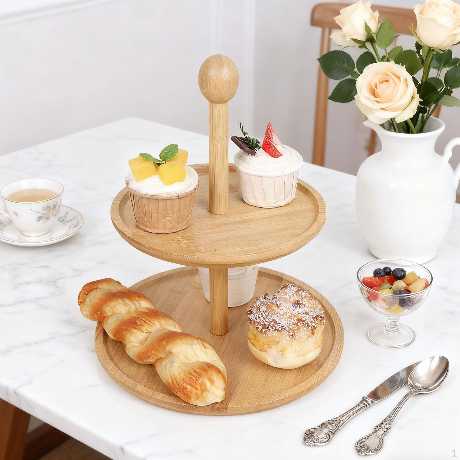 

Cupcake Stand Display 2 Tier Two Tiered Trays Dessert Stands for Wedding Round