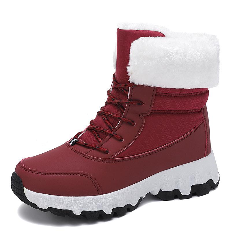 Plush High-top Women's Snow Boots Warm Cotton Shoes Winter Outdoor Walking Shoes Winter Hiking Sneakers