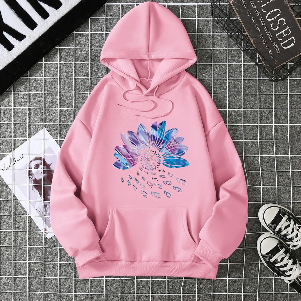 New trend pattern print spring and autumn loose casual fashion women's hooded sweater
