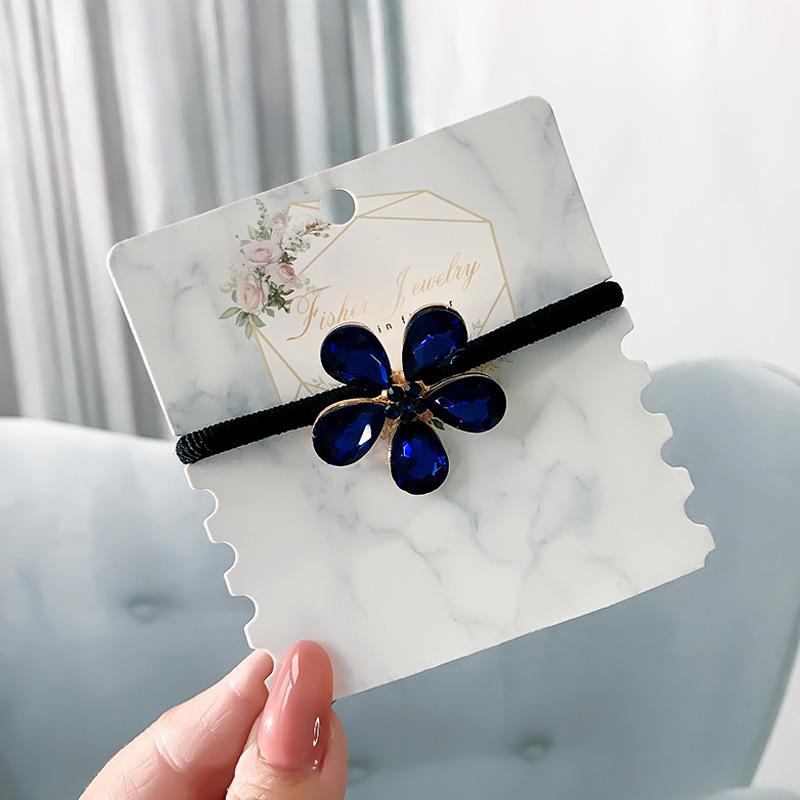 Korean Fashion Rhinestone Elastic Hair Rubber Bands For Girls Tie Hair Ring Rope Scrunchie Office Accessories Ponytail Headdress