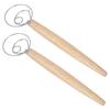 2Pcs Stainless Steel Dough Mixer Blender Manual Eggbeater with Oak Handle Kitchen Accessory