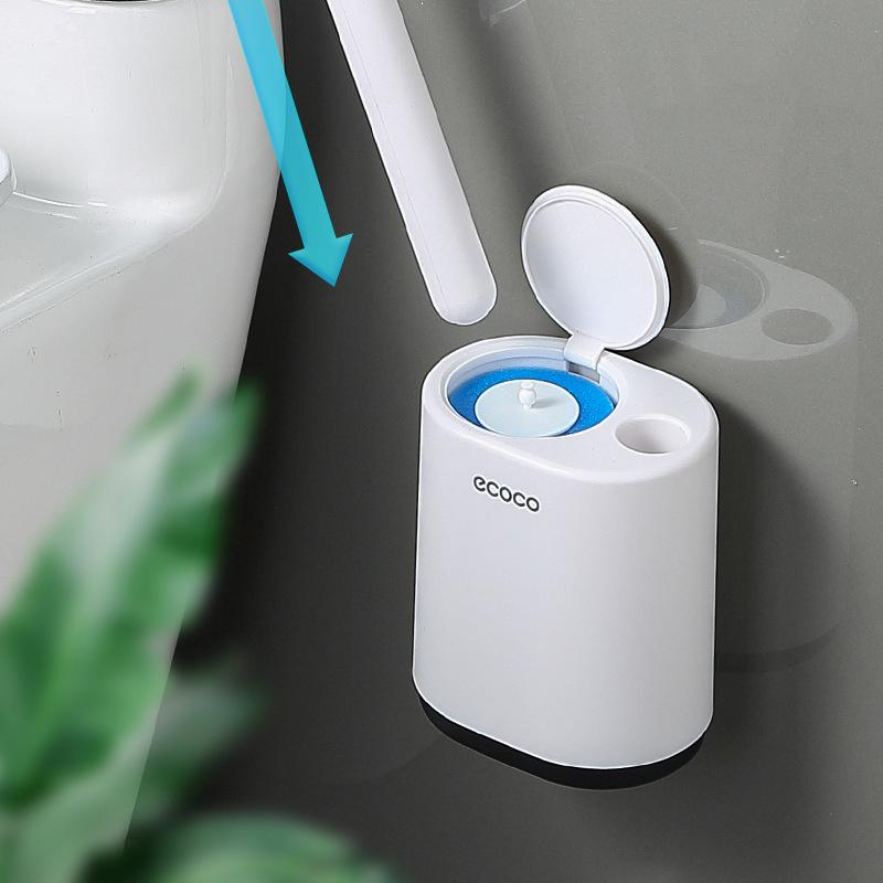 Disposable Toilet Cleaning Brush Set, Toilet Brush, Wall Mount Toilet and Bathroom Cleaning with Storage and Disinfecting Refill Heads