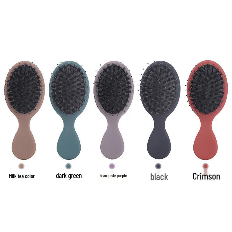

Portable Boar Bristle Mini Massage Comb with Cushion 14x6x3cm 45g червоний