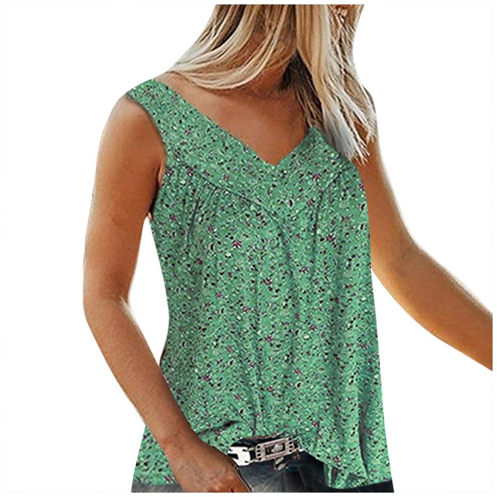 Womens Sleeveless V Neck Casual Blouse Floral Print Lightweight Summer Top with Relaxed Fit and Soft Fabric for Everyday Wear