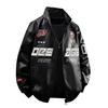 Motorradjacke im amerikanischen Stil aus PU-Leder, trendige schwarz-weiße Bikerjacke, Herren-Oversize-Passform, gefütterte Oberbekleidung