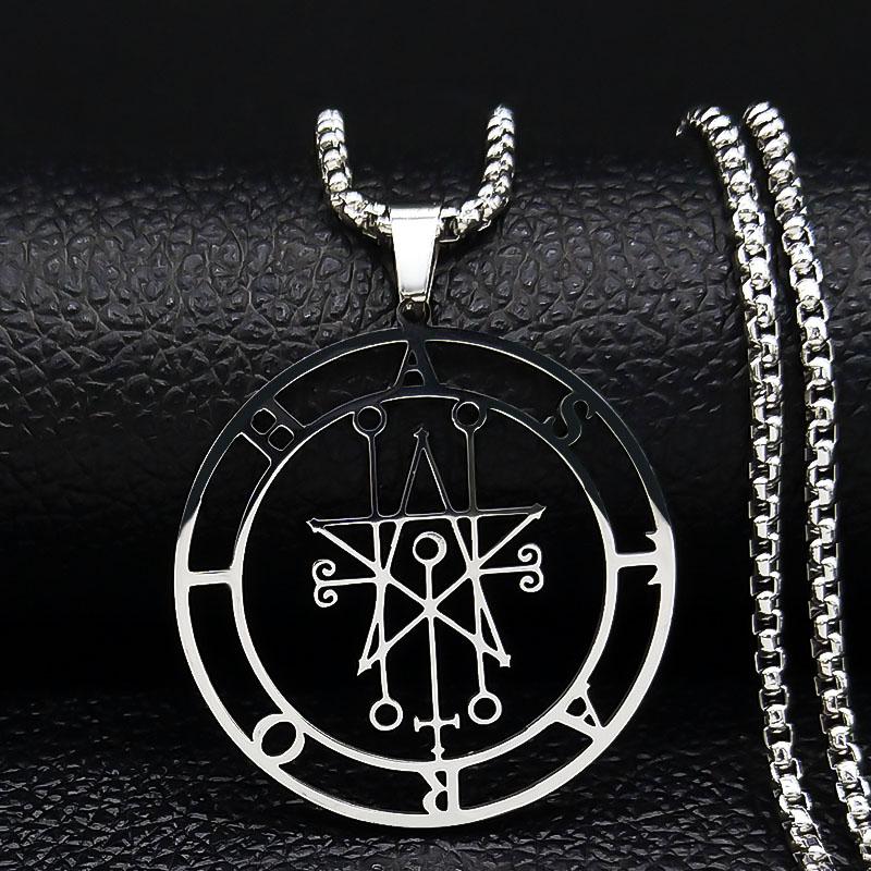 Astaroth Sigil Goetia Stainless Steel Necklace Solomon Demon Seal Satan Sigil satanique patch PIN Jewelry collier femme N7156S03