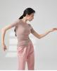 Yuoku Ballet Dance Short Sleeve Boat Neck Practice Stretch Dance Solid Classical Ballroom Dance Elastic Boat Women's Costume, Top, Wear, Top, T-Shirt,