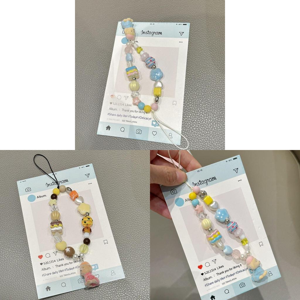 Pvc Puppy Embossed Phone Lanyard With Beaded Chain For Smartphone Accessories