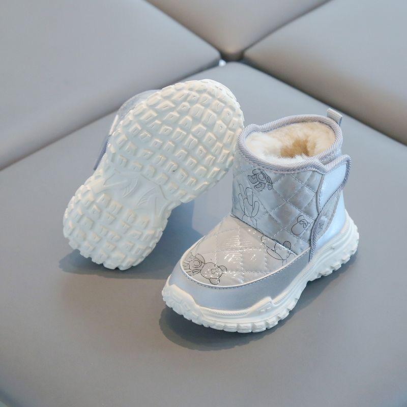 Winter Children's Snow Boots, Boys and Girls Outdoor Waterproof Warm and Non-slip Children's Cotton Shoes