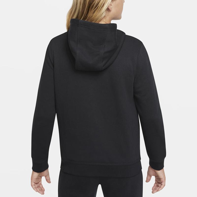 Nike Logo Print Hooded Long Sleeve Sweatshirt Kids Tops Black DD1698-010