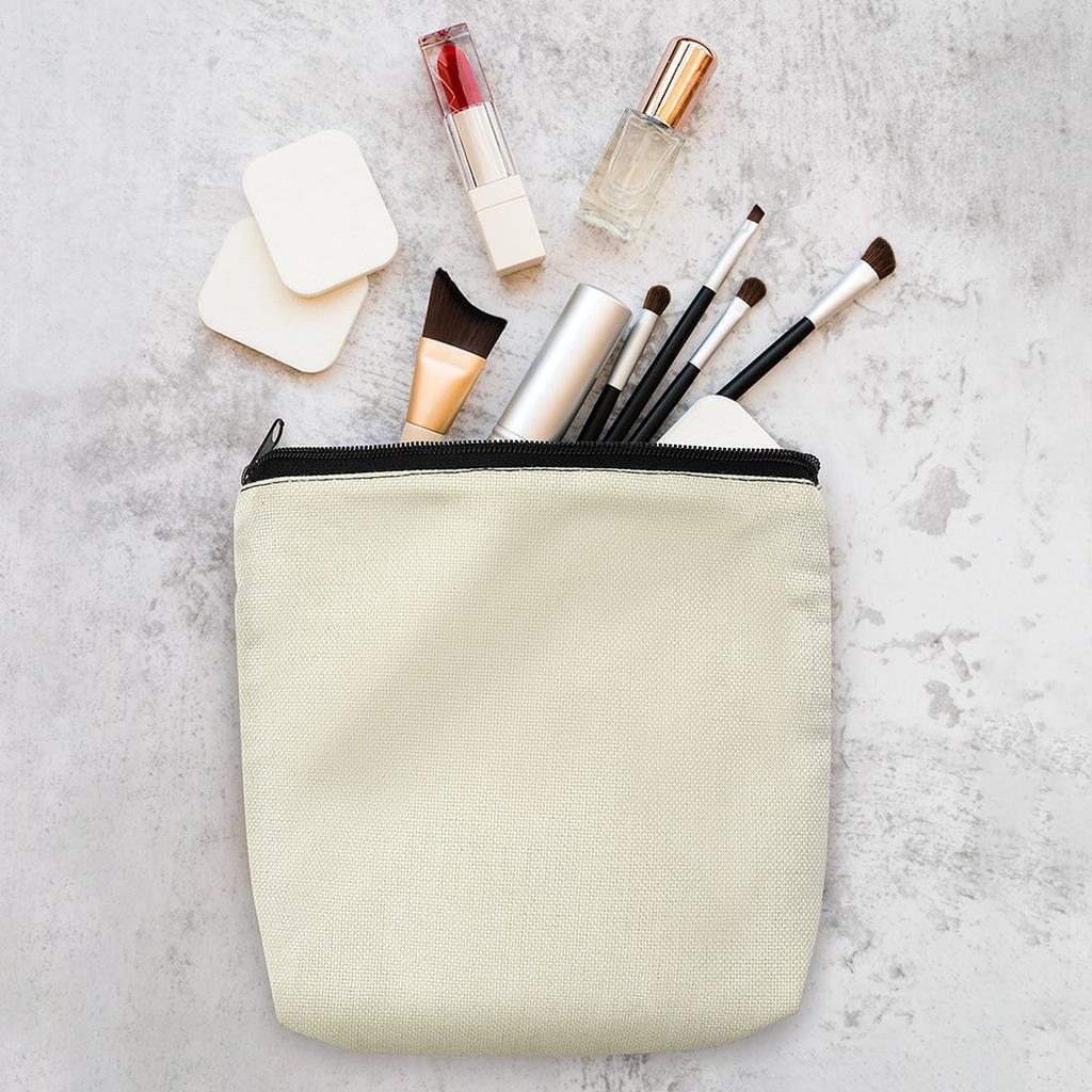 Leinen Hohl Kleinvolumige Kosmetiktasche Natürliche Leinwand Kosmetiktasche Reißverschluss Tragbar Wasserabweisend Umweltfreundlicher Organizer