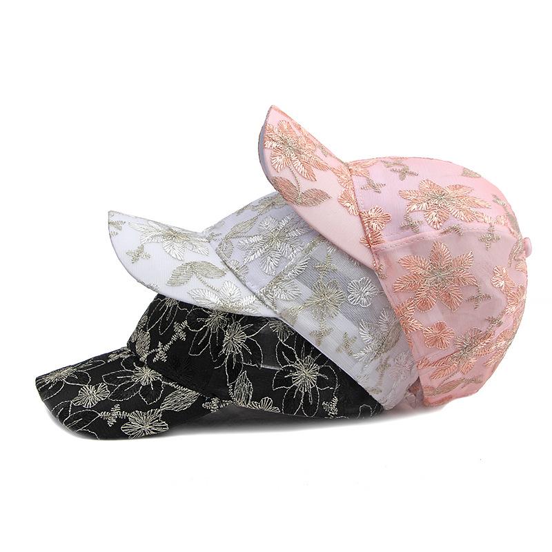 Gorra de béisbol con flores de encaje de verano, gorra transpirable para deportes al aire libre, gorra para el sol para mujeres y hombres, gorra ajustable con cierre trasero, gorras de golf y pesca