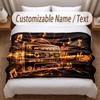 Music General Theme Soft Blanket Personalized Custom Name Text Print Warm Blanket Home Sofa Bedroom Decor