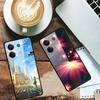 For Xiaomi Redmi Note 13 5G Case PC+Tempered Glass+TPU Pattern Printing Phone Cover