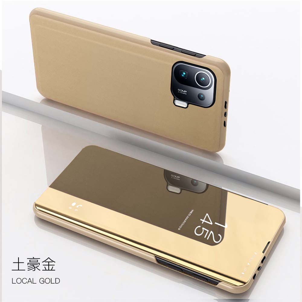 Plätering Spegel Flip Telefonfodral För POCO F6 M6 X6 F5 X5 X3 X4 Pro 5G X3 NFC X4 F4 GT Ställ Läderfodral För POCO M4 M3 Pro