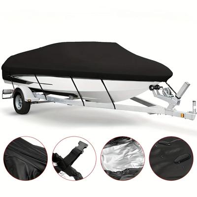 Schwarze Bootsabdeckung Anti-UV Wasserdicht Outdoor Schutz Robust Marinefischerei Schnellboot 190T Yacht 11-22 Fuß Premium Qualität Auto Innenraumzubehör