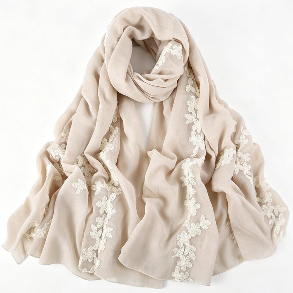 Large Floral Embroidery Scarf Flower Embroidered Long Scarf Wrap Women Scarf Wrap  Daily Outfit
