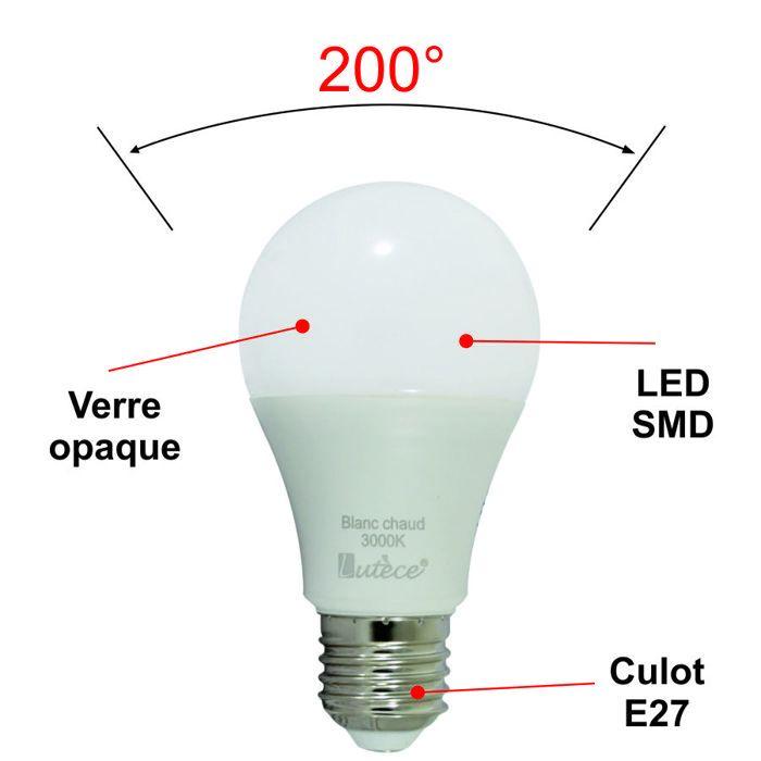 Ampoule LED E27 6W 470Lm 3000K - garantie 5 ans