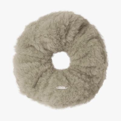 Široká huňatá gumička do vlasů mellotory (khaki béžová)