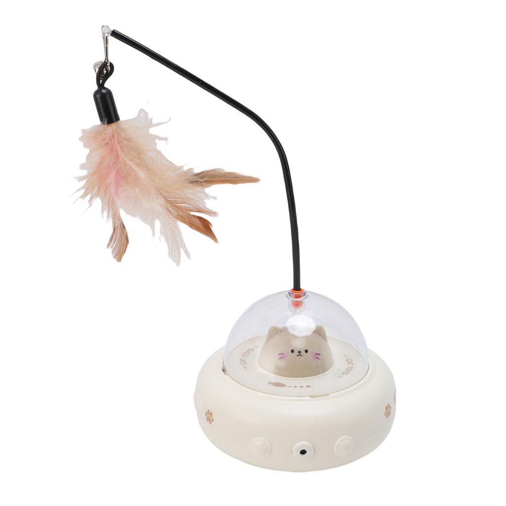 Automatic Interactive Cat Toy with Feather Wand Relieve Boredom Smart Sensing Electric Teasing Cat Toy for Indoor