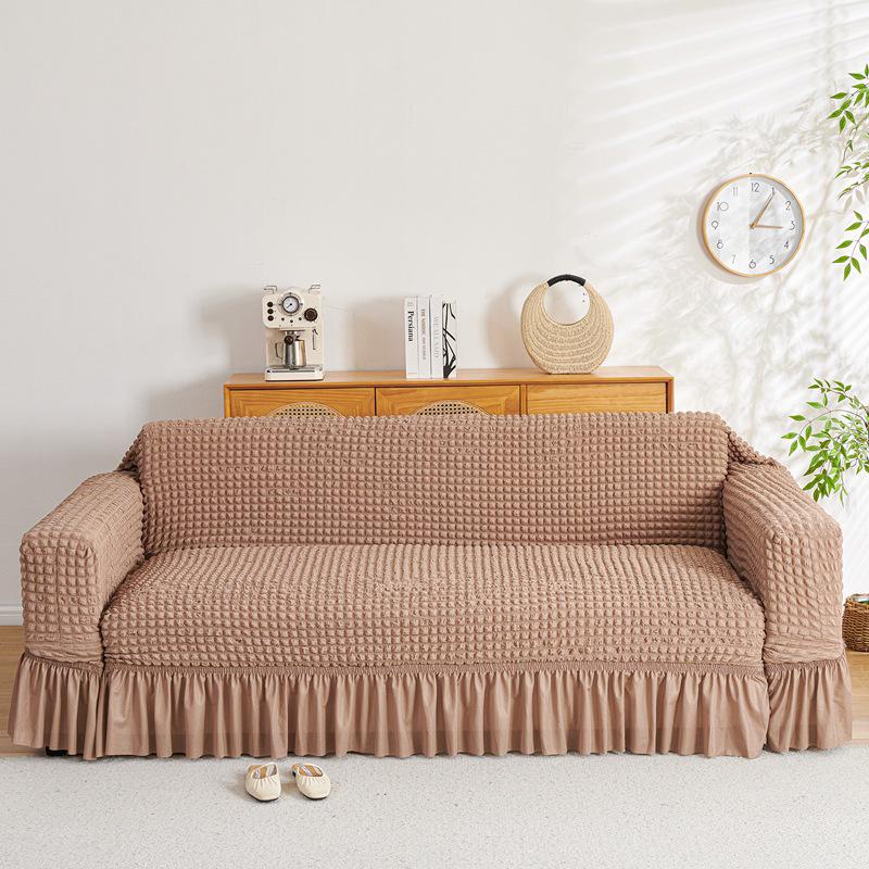 Four Seasons Wind Bubble Gauze Sofa Skirt, Thick & Fully Wrapped, High-End Elastic Cover for Lazy Person