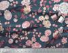 Soimoi Japan Crepe Satin Fabric Leaves,Peony & Dahlia Flower Printed Fabric 1 Metre 42 Inch