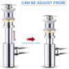 Pop-up Drain Stopper Round P-Trap Waste Pipe Kit Siphon Drainer Plumbing Tube  Bathroom