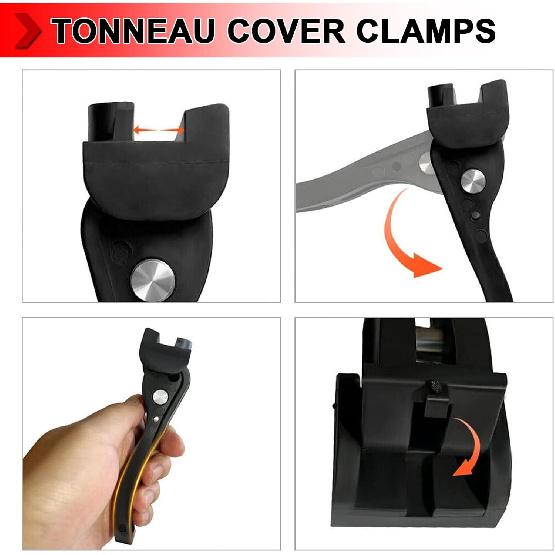 Rear Clamp Universal Replacement Parts for Hard Folding or Soft Folding Tonneau Cover, Truck Bed Tonneau Cover Clamp, 4 Pcs