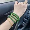 Chinese Style Emerald Green Triple-Circle Bracelet - DIY Multi-Layer Lucky Gift for Women, Friends, or Girlfriends
