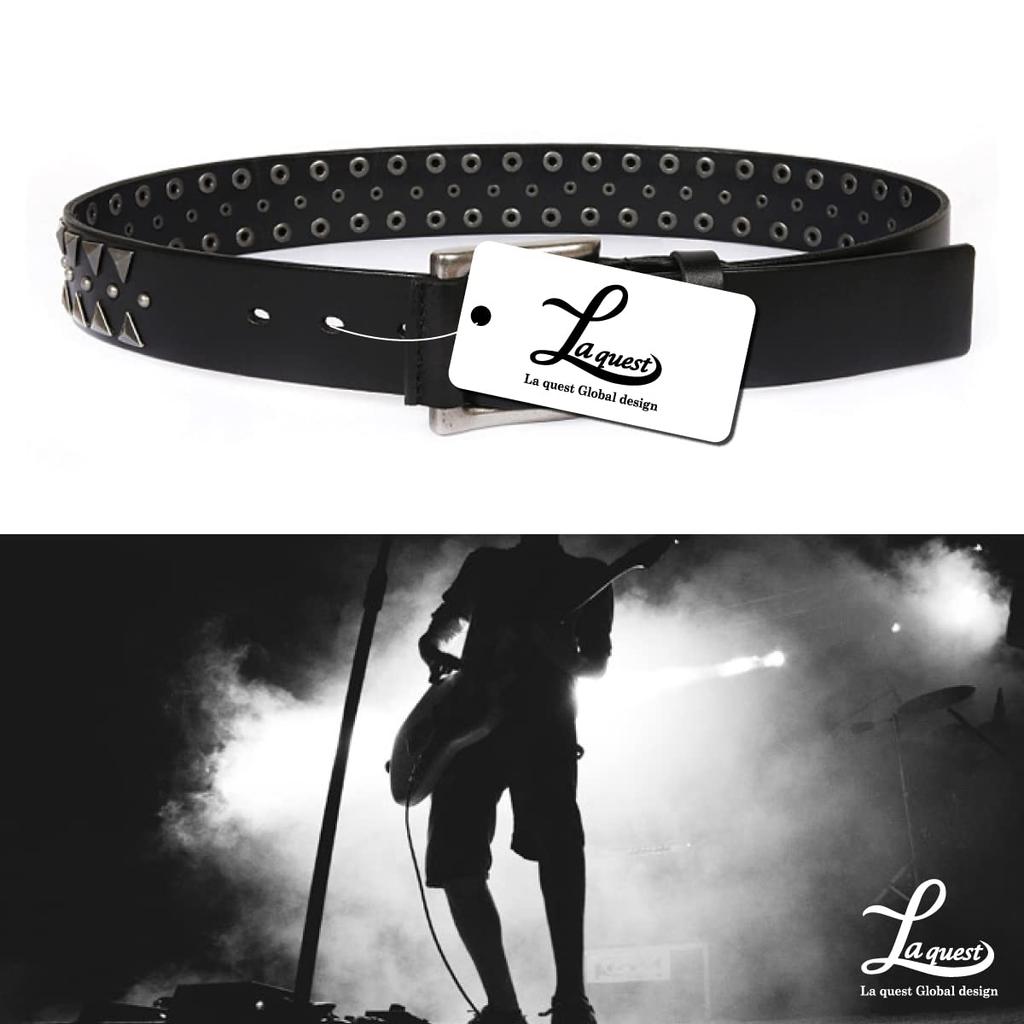 [Laquest] Triangle Studded Belt for Men, Genuine Leather, Triangle Studs, Leather, Rock, Metal, Visual Kei, Punk, Buckle