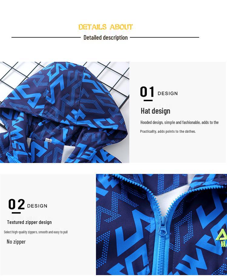 Windbreaker mit Kapuze im koreanischen Stil für Jungen und Mädchen - Trendige Outdoor-Jacke für Kinder für Frühling/Herbst