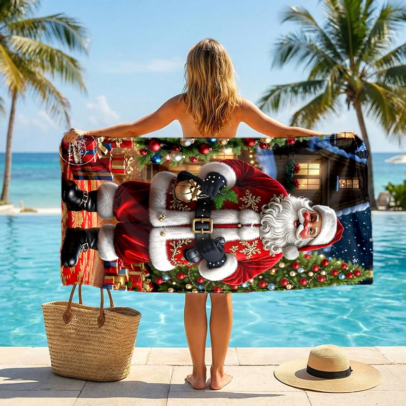 Chrismas Fashion Beach Towel: Ideal for Summer Adventures Soft, Absorbent and Quick Drying Suitable for Swimming and Bathing