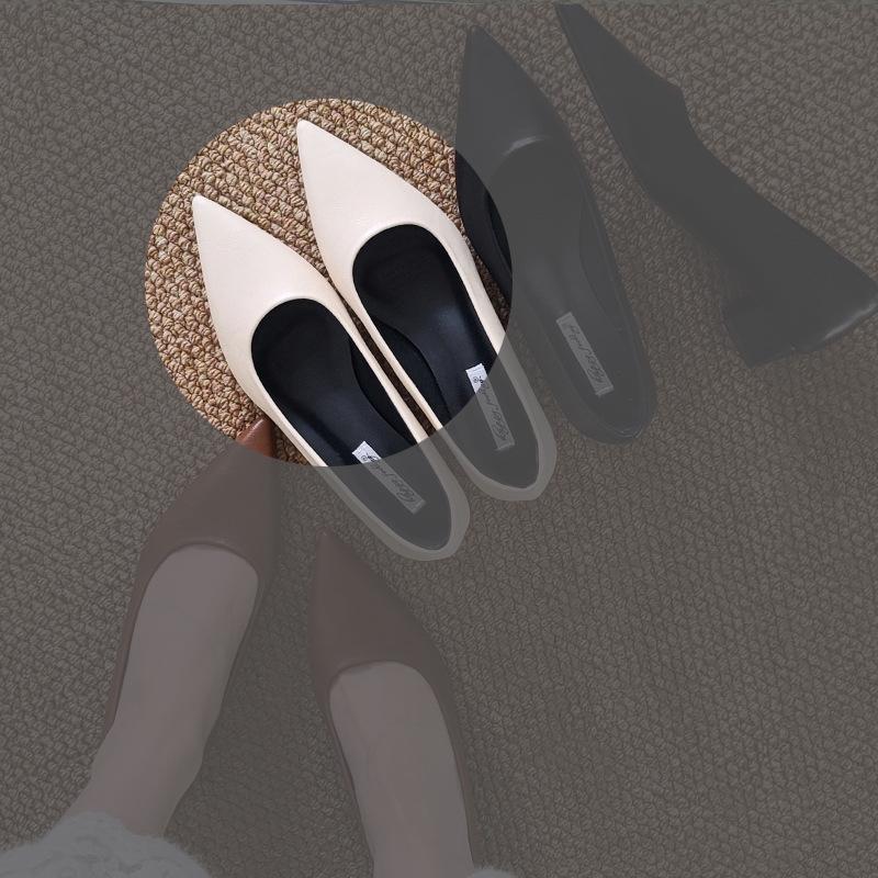 thick heel 3CM new low heel pointed low heel flat shoes shallow mouth four seasons versatile women's shoes high heels