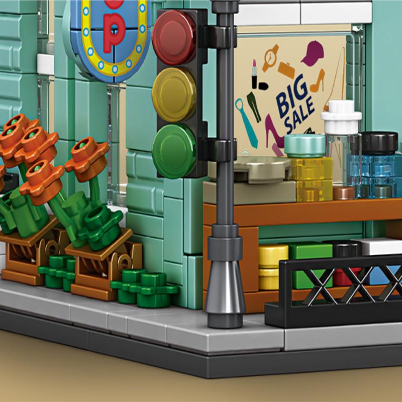 Architectural Building Blocks Shopping Store Building Blocks Girls Toy City Series Assembly Puzzle Model Boys Toy Kids Gift