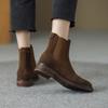 Autumn/Winter Women Boots Genuine Leather Women Shoes Round Toe Chunky Heel Shoes Ankle Boots Modern Chelsea Boots