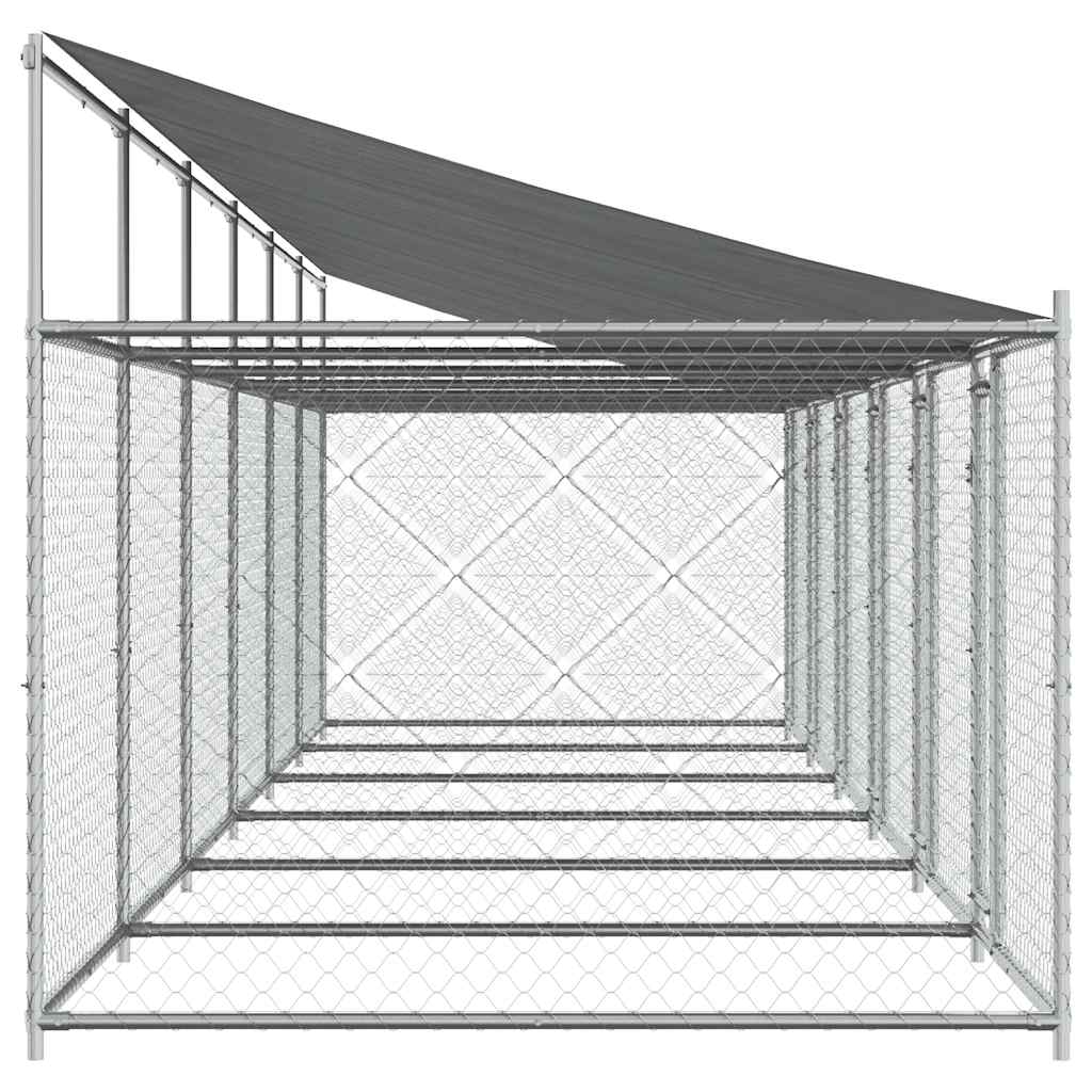 Vidaxl Dog Cage, With Roof and Door, Grey, 12X2X2 M, Steel