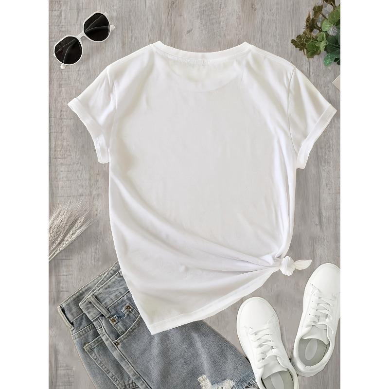 European Size Elegant Women'S Shirt, Christmas, Ladies' Graphic T-Shirt - Short Sleeves, Round Neck, Featuring Leopard And Zebra Print Letter Designs