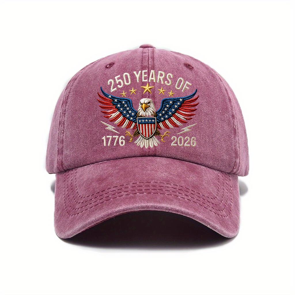 Independence Day Print Curved Along Soft Top Vintage Washed Outdoor Baseball Hat