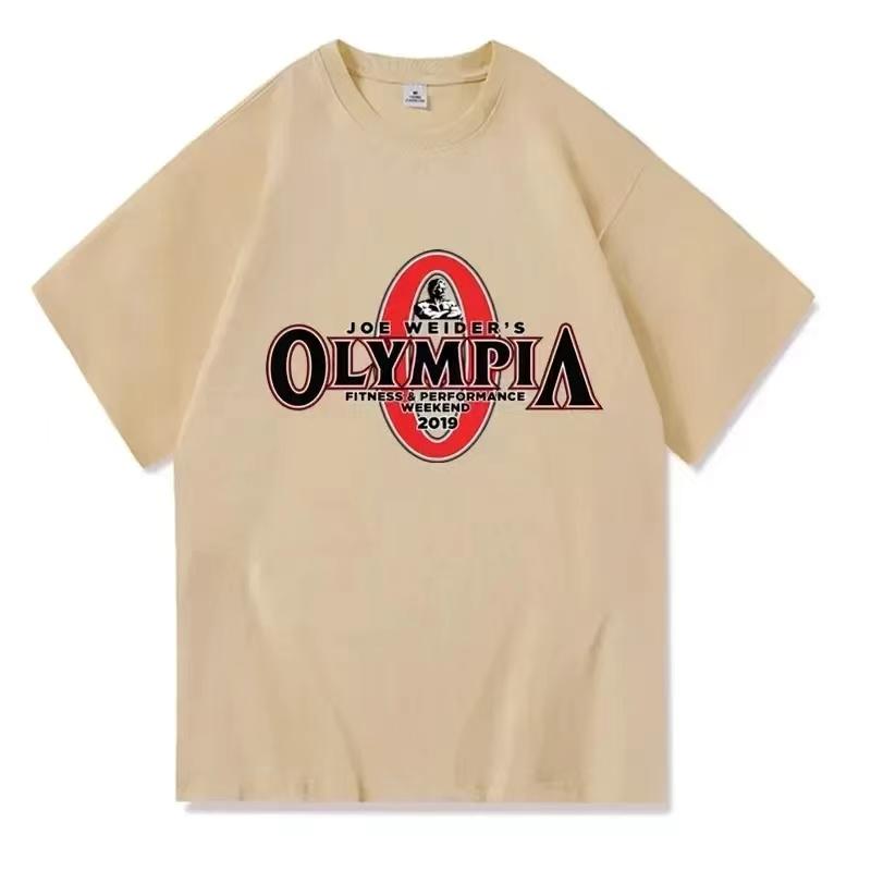 

Summer OLYMPIA Printed Men s Gym Cotton T-shirt Casual O-neck Basic T-shirt High Quality Classic Oversize Tops Clothing T Shirt 4XL