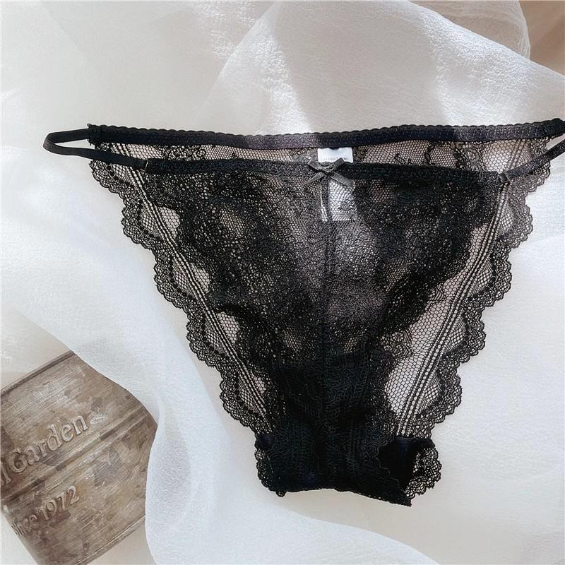 Ultra-Thin Lace Low-Rise Transparent Panties for Women with Pure Cotton Crotch and Butt-Lifting Design