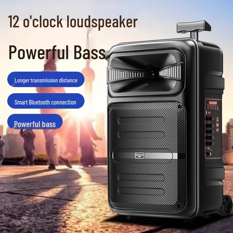 Newsmy A12 Outdoor Portable Bluetooth Trolley Speaker with Dual Mics CN plug (adapter included)