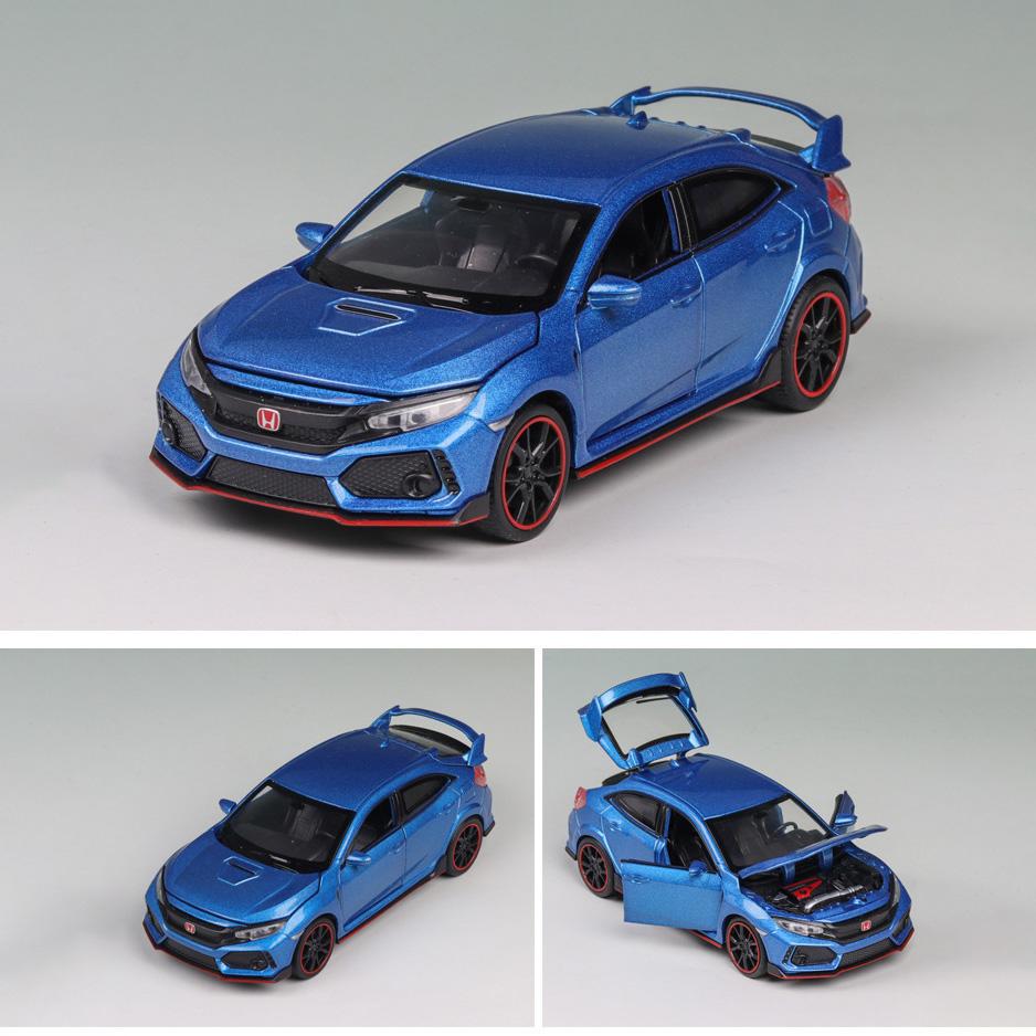 1:32 Scale 2017 Honda Civic Type-R Diecast Model Car Toy with Doors Open Light and Sound for Kids Boys Girls Adults Men Collection