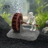 Fish Tank Ornament Waterwheel Skeleton Decoration for Tank, Spooky Skull Aquarium Underwater Decor Ornament, Landscaping Accessories