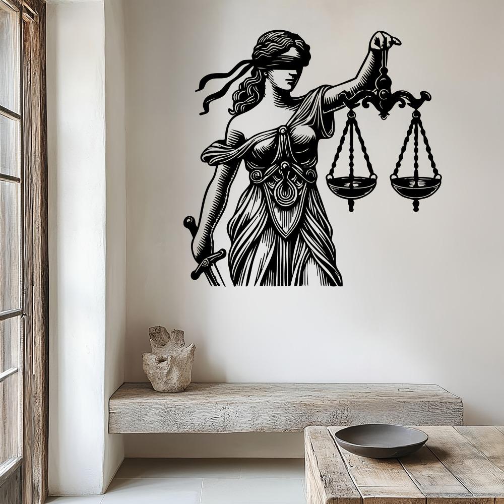 Giustizia Bendata Arte Murale in Metallo, Scultura della Dea Resistente alle Intemperie per Regalo Avvocato, Laurea in Giurisprudenza, Arredamento Ufficio